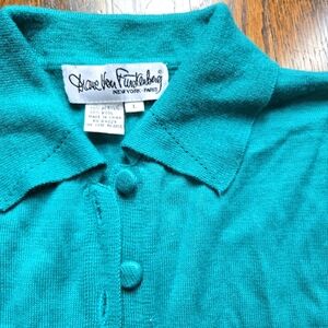 Vintage Diane fon Furstenberg Turquoise Cardigan Size L‎